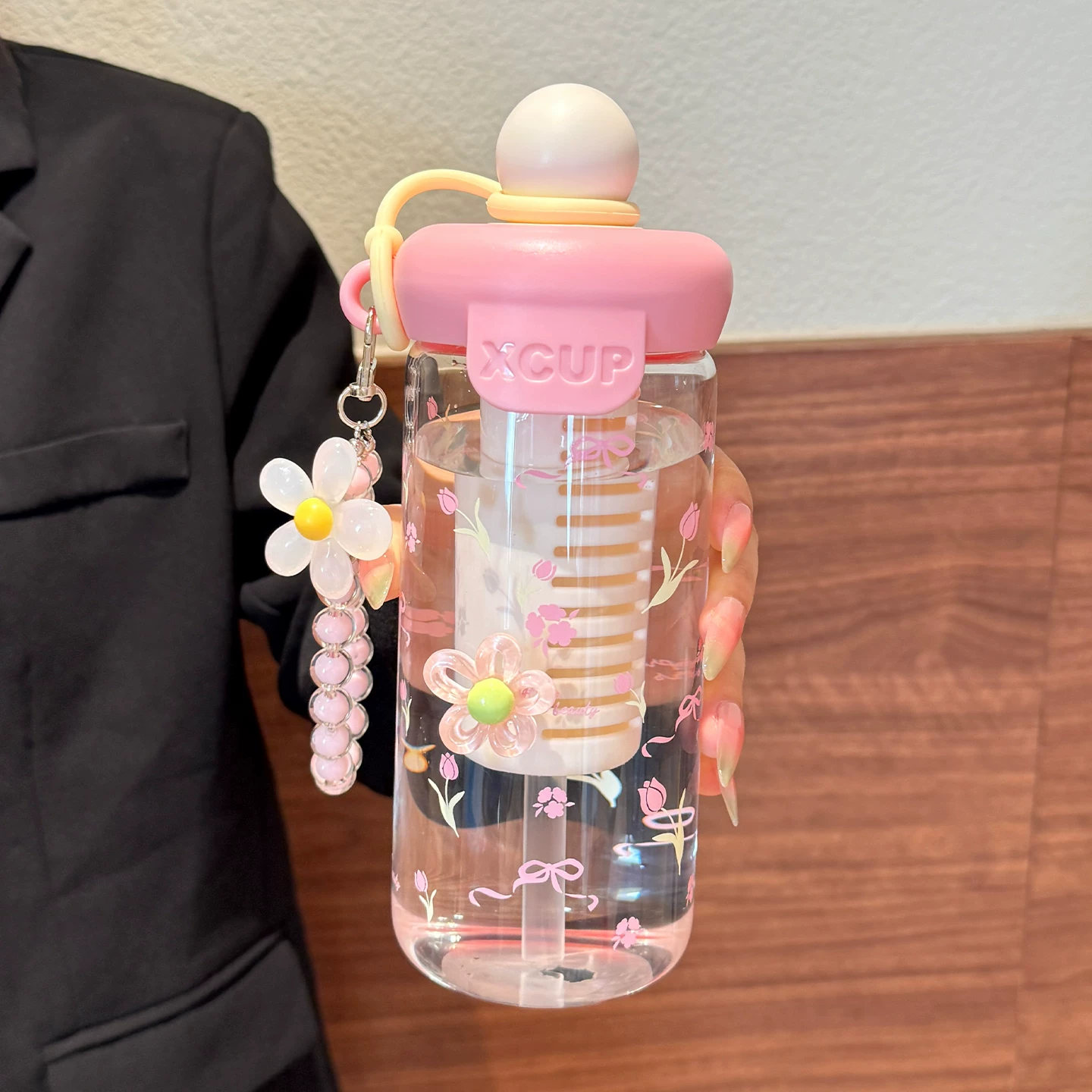 水杯玻璃杯女生新款2025高颜值泡茶杯耐高温夏季吸管杯办公室杯子