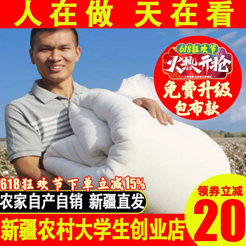 新疆棉被一级全棉被芯长绒棉花被纯棉花棉絮床垫被褥子加厚冬被子